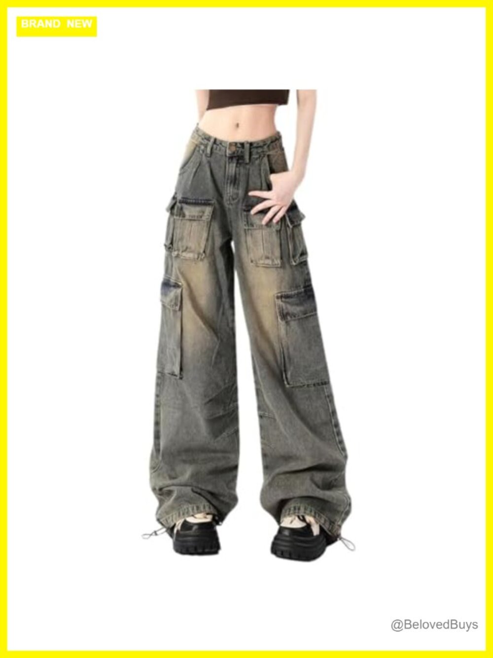 Baggy Cargo Jeans Women High Waisted Wide Leg Y2K Streetwear